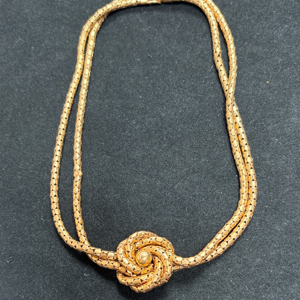 Bigney Knot simply Elegant Gold F Knot double strand Necklace( vintage)